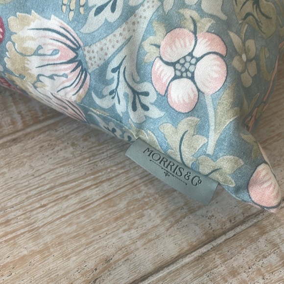 William Morris Strawberry Thief Slate Vellum Blue Throw Pillow Cover, 18x18 - Picture 2 of 3